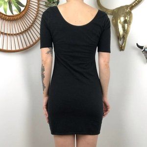 Xhilaration Black Short Sleeve Scoop Neck Bodycon Mini dress Sz Medium